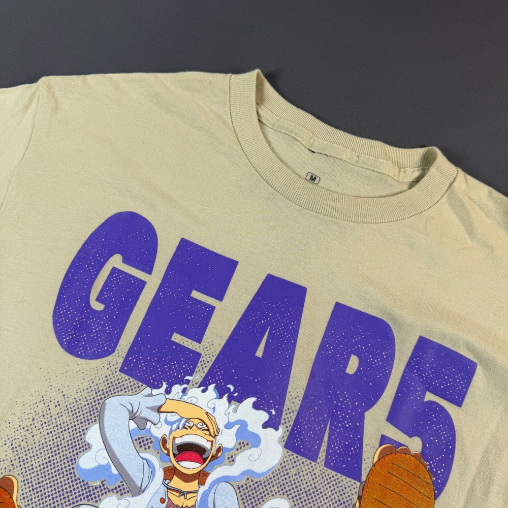 One Piece Monkey D Luffy Gear 5 Ripple Junction Tan Graphic T-Shirt Mens Medium